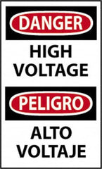 NMC - "Danger - High Voltage", 20" Long x 14" Wide, Rigid Plastic Safety Sign - Rectangle, 0.05" Thick, Use for Accident Prevention - Exact Tooling