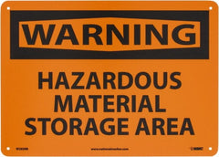 NMC - "Warning - Hazardous Material Storage Area", 10" Long x 14" Wide, Rigid Plastic Safety Sign - Rectangle, 0.05" Thick, Use for Hazardous Materials - Exact Tooling