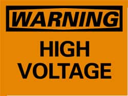 NMC - "Warning - High Voltage", 10" Long x 14" Wide, Pressure-Sensitive Vinyl Safety Sign - Rectangle, 0.004" Thick, Use for Accident Prevention - Exact Tooling