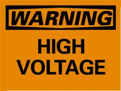 NMC - "Warning - High Voltage", 10" Long x 14" Wide, Rigid Plastic Safety Sign - Rectangle, 0.05" Thick, Use for Accident Prevention - Exact Tooling