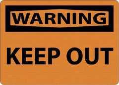 NMC - "Warning - Keep Out", 10" Long x 14" Wide, Aluminum Safety Sign - Rectangle, 0.04" Thick, Use for Security & Admittance - Exact Tooling