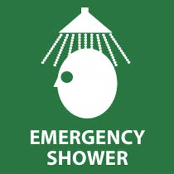 NMC - "Emergency Shower", 7" Long x 7" Wide, Rigid Plastic Safety Sign - Square, 0.05" Thick, Use for First Aid - Exact Tooling