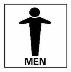 NMC - "Men", 7" Long x 7" Wide, Rigid Plastic Safety Sign - Square, 0.05" Thick, Use for Restroom, Janitorial & Housekeeping - Exact Tooling