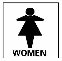 NMC - "Women", 7" Long x 7" Wide, Rigid Plastic Safety Sign - Square, 0.05" Thick, Use for Restroom, Janitorial & Housekeeping - Exact Tooling