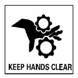 NMC - "Keep Hands Clear", 7" Long x 7" Wide, Pressure-Sensitive Vinyl Safety Sign - Square, 0.004" Thick, Use for Accident Prevention - Exact Tooling