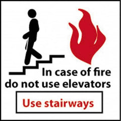 NMC - In Case of Fire - Do Not Use Elevators - Use Stairways, Plastic Fire and Exit Sign - 7" Wide x 7" High - Exact Tooling