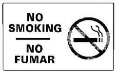 NMC - "No Smoking", 10" Long x 18" Wide, Pressure-Sensitive Vinyl Safety Sign - Rectangle, 0.004" Thick, Use for Accident Prevention - Exact Tooling