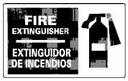 NMC - Fire Extinguisher, Pressure Sensitive Vinyl Fire Sign - 18" Wide x 10" High, English/Spanish - Exact Tooling