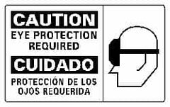 NMC - "Caution - Eye Protection Required", 10" Long x 18" Wide, Rigid Plastic Safety Sign - Rectangle, 0.05" Thick, Use for Accident Prevention - Exact Tooling