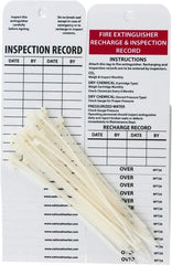 NMC - 3" High x 6" Long, FIRE EXTINGUISHER RECHARGE & INSPECTION RECORD, English Safety & Facility Inspection Tag - Tag Header: Notice, 2 Sides, Black, Red & White Unrippable Vinyl - Exact Tooling