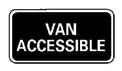 NMC - "Van Accessible", 12" Wide x 6" High, Aluminum ADA Signs - 0.063" Thick, White on Blue, Rectangle, Post Mount - Exact Tooling