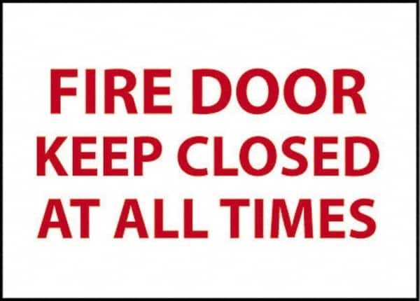 NMC - Fire Door - Keep Closed at All Times, Plastic Fire and Exit Sign - 14" Wide x 10" High - Exact Tooling