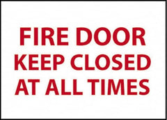 NMC - Fire Door - Keep Closed at All Times, Pressure Sensitive Vinyl Fire and Exit Sign - 14" Wide x 10" High - Exact Tooling