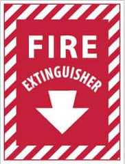NMC - Fire Extinguisher, Pressure Sensitive Vinyl Fire Sign - 9" Wide x 12" High - Exact Tooling