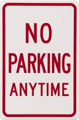 NMC - "No Parking Anytime", 12" Wide x 18" High, Aluminum No Parking & Tow Away Signs - 0.04" Thick, Red on White, Rectangle, Wall Mount - Exact Tooling