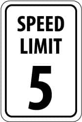 NMC - "Speed Limit 5", 18" Wide x 24" High, Aluminum Speed Limit Signs - 0.08" Thick, Black on White, Engineer Grade Reflectivity, Rectangle, Post Mount - Exact Tooling