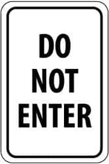 NMC - "Do Not Enter", 12" Wide x 18" High, Aluminum Parking Lot Traffic Signs - 0.08" Thick, Black on White, Engineer Grade Reflectivity, Rectangle, Post Mount - Exact Tooling