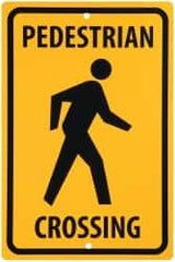 NMC - "Pedestrian Crossing", 12" Wide x 18" High, Aluminum Traffic Control Signs - 0.063" Thick, Black on Yellow, Rectangle, Post Mount - Exact Tooling