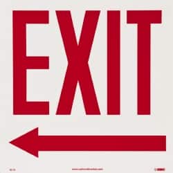 NMC - Exit, Pressure Sensitive Vinyl Exit Sign - 10" Wide x 10" High, Glow-in-the-Dark - Exact Tooling