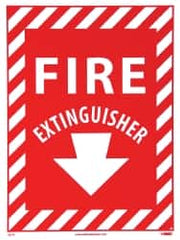 NMC - Fire Extinguisher, Pressure Sensitive Vinyl Fire Sign - 9" Wide x 12" High, Glow-in-the-Dark - Exact Tooling