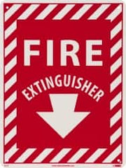 NMC - Fire Extinguisher, Rigid Plastic Fire Sign - 9" Wide x 12" High, Glow-in-the-Dark - Exact Tooling