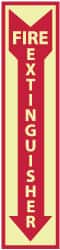 NMC - Fire Extinguisher, Pressure Sensitive Vinyl Fire Sign - 4" Wide x 18" High, Glow-in-the-Dark - Exact Tooling