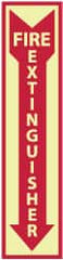 NMC - Fire Extinguisher, Rigid Plastic Fire Sign - 4" Wide x 18" High, Glow-in-the-Dark - Exact Tooling