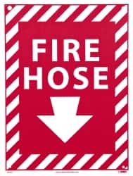 NMC - Fire Hose, Rigid Plastic Fire Sign - 9" Wide x 12" High, Glow-in-the-Dark - Exact Tooling