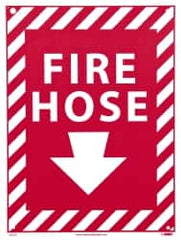 NMC - Fire Hose, Rigid Plastic Fire Sign - 9" Wide x 12" High, Glow-in-the-Dark - Exact Tooling