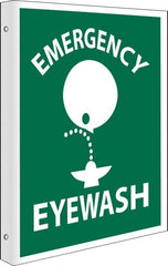 NMC - "Emergency Eye Wash", 10" Long x 8" Wide, Rigid Plastic Safety Sign - Rectangle, 0.05" Thick, Use for First Aid - Exact Tooling