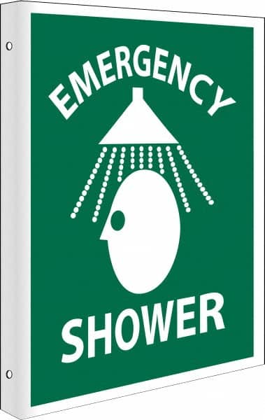 NMC - "Emergency Shower", 10" Long x 8" Wide, Rigid Plastic Safety Sign - Rectangle, 0.05" Thick, Use for First Aid - Exact Tooling