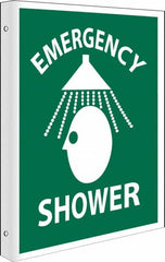 NMC - "Emergency Shower", 10" Long x 8" Wide, Rigid Plastic Safety Sign - Rectangle, 0.05" Thick, Use for First Aid - Exact Tooling