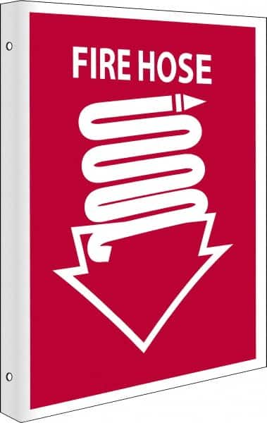 NMC - Fire Hose, Rigid Plastic Fire Sign - 8" Wide x 10" High - Exact Tooling