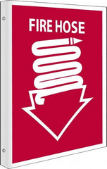 NMC - Fire Hose, Rigid Plastic Fire Sign - 8" Wide x 10" High - Exact Tooling