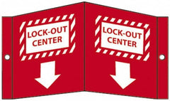 NMC - "Lock-Out Center", 5-3/4" Long x 8-3/4" Wide, Rigid Plastic Safety Sign - Rectangle, 0.125" Thick, Use for Accident Prevention - Exact Tooling