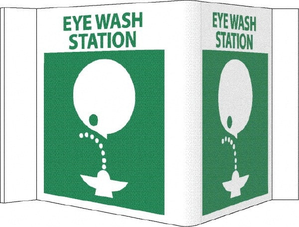 NMC - "Eye Wash Station", 5-3/4" Long x 8-3/4" Wide, Rigid Plastic Safety Sign - Rectangle, 0.125" Thick, Use for First Aid - Exact Tooling