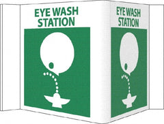 NMC - "Eye Wash Station", 5-3/4" Long x 8-3/4" Wide, Rigid Plastic Safety Sign - Rectangle, 0.125" Thick, Use for First Aid - Exact Tooling