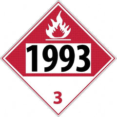 NMC - DOT - Shipping & Vehicle - 1993, 10-3/4" Wide x 10-3/4" High, Rigid Plastic Placard - Black & Red on White, UV Resistant, Chemical Resistant, Graffiti Proof - Exact Tooling