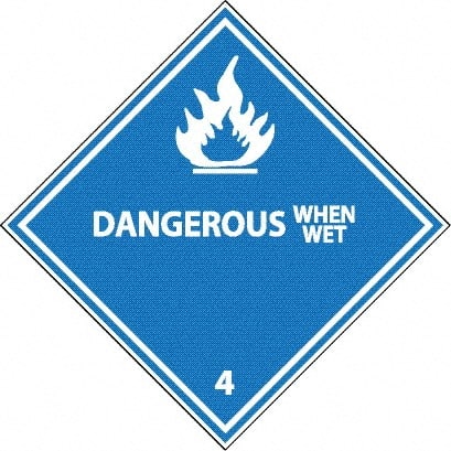 NMC - Dangerous When Wet DOT Shipping Label - 4" High x 4" Wide - Exact Tooling