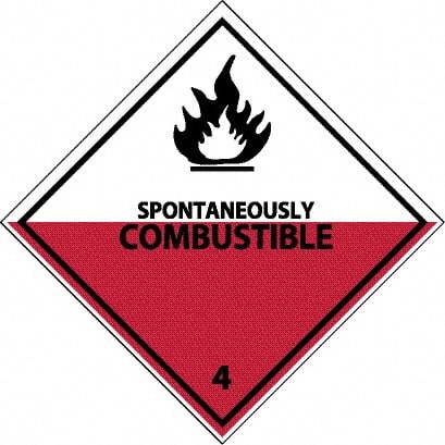 NMC - Spontaneously Combustible DOT Shipping Label - 4" High x 4" Wide - Exact Tooling