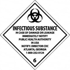 NMC - Infectious Substance - In Case of Damage or Leakage Immediately Notify Public Authority in U.S.A. - Notify: Director... DOT Shipping Label - 4" High x 4" Wide - Exact Tooling