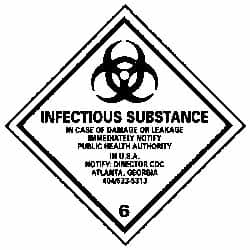 NMC - Infectious Substance - In Case of Damage or Leakage Immediately Notify Public Authority in U.S.A. - Notify: Director... DOT Shipping Label - 4" High x 4" Wide - Exact Tooling