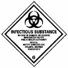 NMC - Infectious Substance - In Case of Damage or Leakage Immediately Notify Public Authority in U.S.A. - Notify: Director... DOT Shipping Label - 4" High x 4" Wide - Exact Tooling