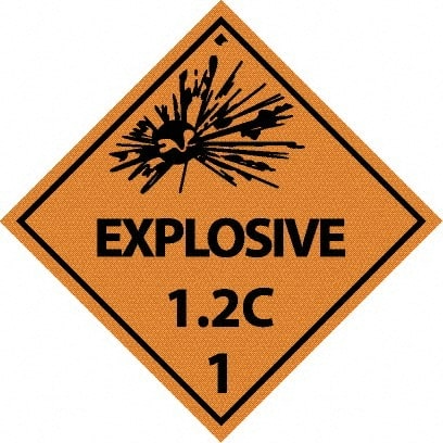 NMC - Explosive 1.2C Shipping Label - 4" High x 4" Wide - Exact Tooling