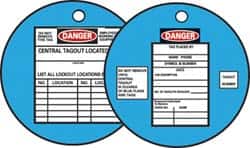 NMC - DANGER - DO NOT REMOVE THIS TAG - EMPLOYEES WORKING ON EQUIPMENT - CENTRAL TAGOUT LOCATED, English Safety & Facility Lockout Tag - Tag Header: Danger, 2 Sides, Black, Red & White Fiber - Exact Tooling