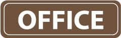 NMC - Office, 11" Wide x 3.5" High, Acrylic Sign - English, White on Brown, Wall Mount - Exact Tooling