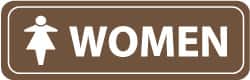 NMC - Women, 11" Wide x 3.5" High, Acrylic Sign - English, White on Brown, Wall Mount - Exact Tooling