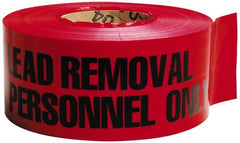 NMC - 1,000' Long x 3" Wide Roll, Polyethylene, Red Barricade Tape - Message: Danger - Lead Removal - Authorized Personnel Only - Exact Tooling