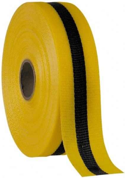 NMC - 150' Long x 2" Wide Roll, Woven Polyethylene, Black & Yellow Barricade Tape - Exact Tooling