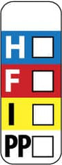 NMC - Hazardous Materials Label - Legend: H - F - I - PP, English, Black, Blue, Red, Yellow & White, 3" Long x 1" High, Sign Muscle Finish - Exact Tooling
